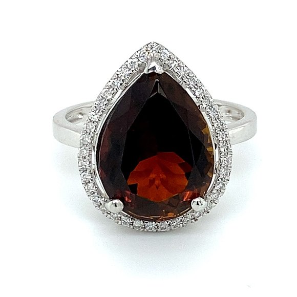 Certified Orange Tourmaline 6.24ct Diamond Ring - Picture 1 of 10